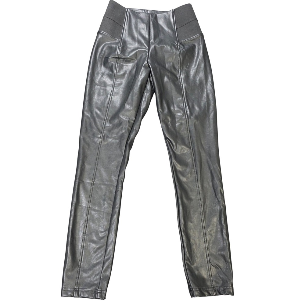 CI SONO Faux Leather High Waisted Leggings Women's Size M Black Elastic Side